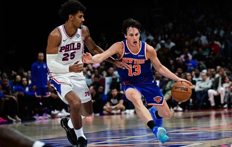 季前赛-马克西16分布伦森14分 尼克斯112-104击败76人