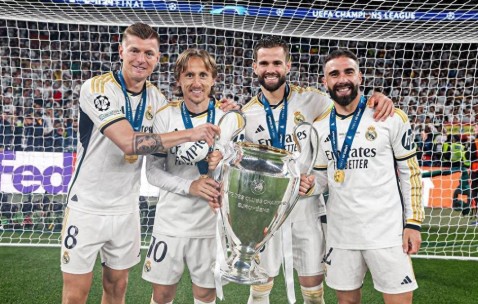 皇马15座欧冠，领跑众多豪门，队史有5人夺6冠，同样是历史最佳