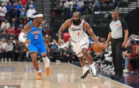 SGA30+4+12哈登空砍25分 雷霆破快船豪取8连胜