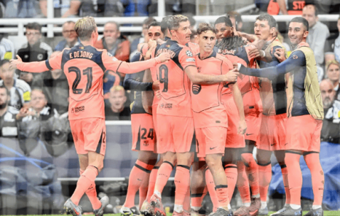 欧冠：拉什福德梅开二度，巴萨2-1客胜纽卡